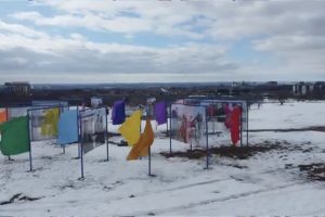 A bird's eye view of my installation See You Around at Downsview Park in Toronto